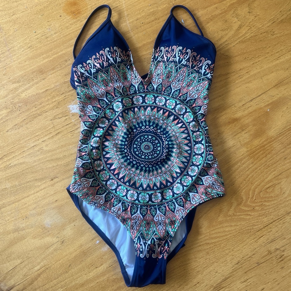 Retro billabong mandala, one piece bathing suit.